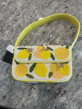 Beaded Lemon Print Shoulder by America & Beyond